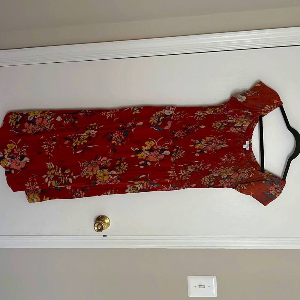 Abound midi red floral dress.
